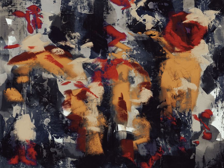 Schilderij met felle kleuren als opvallend stuk.